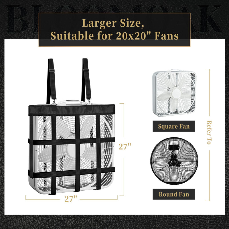 Bloomoak Adjustable Box-Fan-Holder for Horse Stall, Cool Whole House Coverage,Fits 20x20" Fans,Black,Large 27x27" (Black) Black - BeesActive Australia