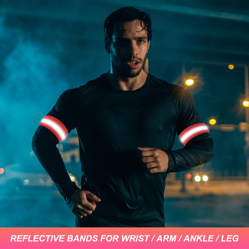 PATIKIL Reflective Bands for Wrist/Arm/Ankle/Leg, High Visibility Reflector Bands, Safety Reflector Tape Straps for Night Running Walking Black