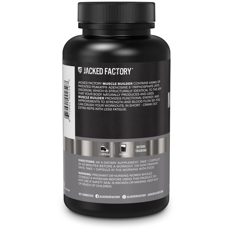 Jacked Factory Essentials Muscle Builder - ATP Muscle Builder for Men with Peak ATP to Support Muscle Gain, Enhance Athletic Performance, & Increase Strength - 30 Capsules - BeesActive Australia