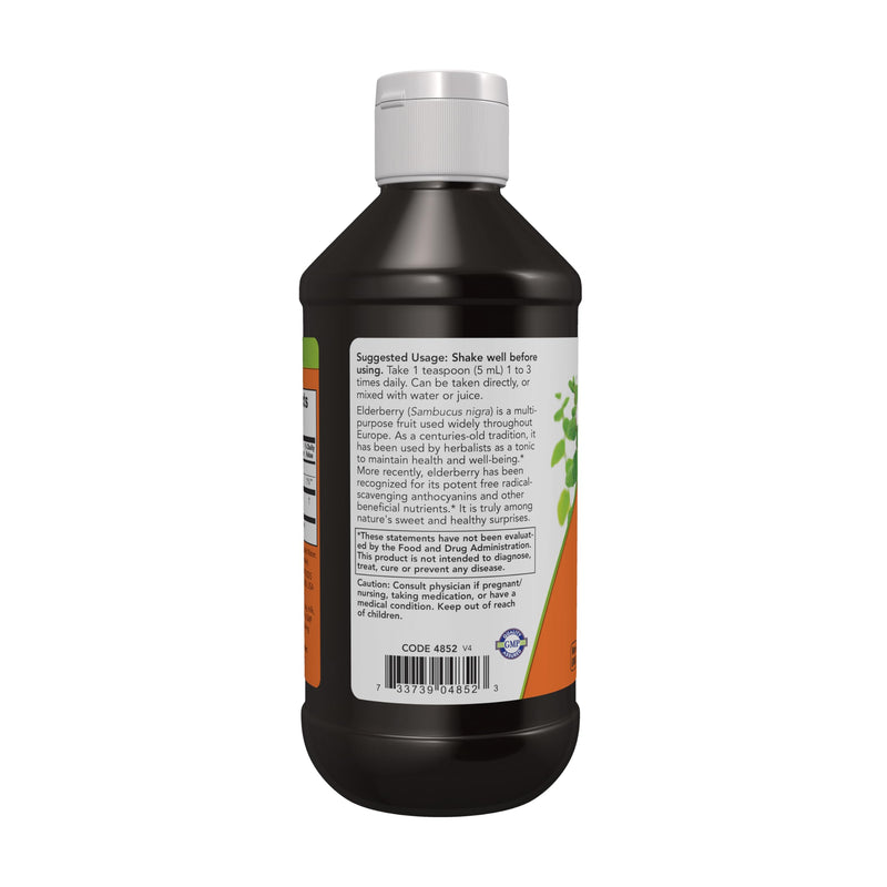 NOW Foods Supplements, Elderberry Liquid 500 mg, 10:1 Concentrate, Free Radical Scavenger*, 8-Ounce