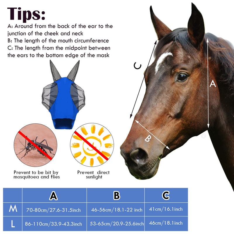 Frienda 4 Pcs Horse Fly Masks for Horses Fly Mask for Horses with Ears Protection Horse Mask Smooth Elastic Fly Mask with Sun Protection for Horses(Purple, Blue, Pink, Black, Medium) Purple, Blue, Pink, Black - BeesActive Australia
