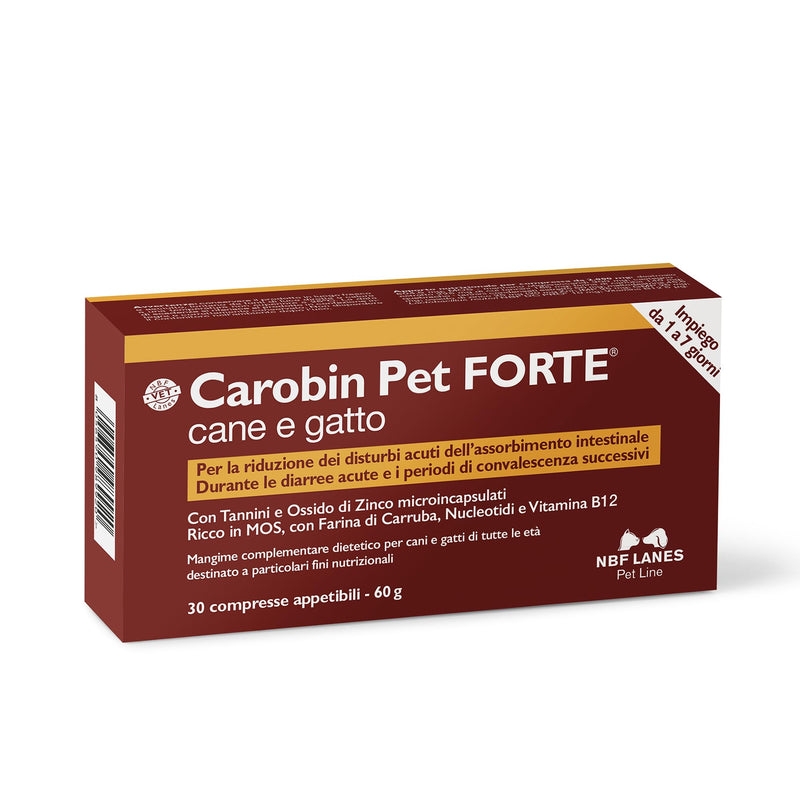 NBF Lanes | Carobin Pet Forte for Dogs and Cats, Supports the Reduction of Acute Intestinal Absorption Disorders, Acute Diarrhoea, and Recovery Tablets