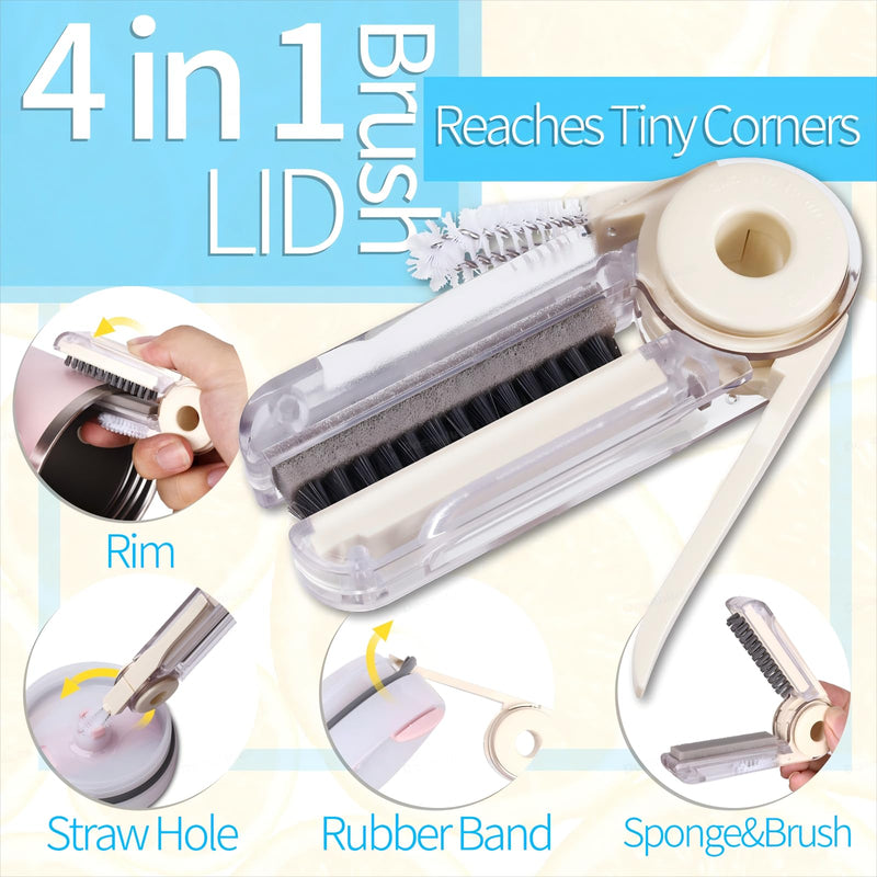 8Pcs Water Bottle Cleaner Brush - Multipurpose Cup Cleaner Kit with Long Nylon Straw Brush Long Handle Silicone Bottles Cleaning for Tumbler, Sports Water Bottle, Wine Glass Gray - BeesActive Australia
