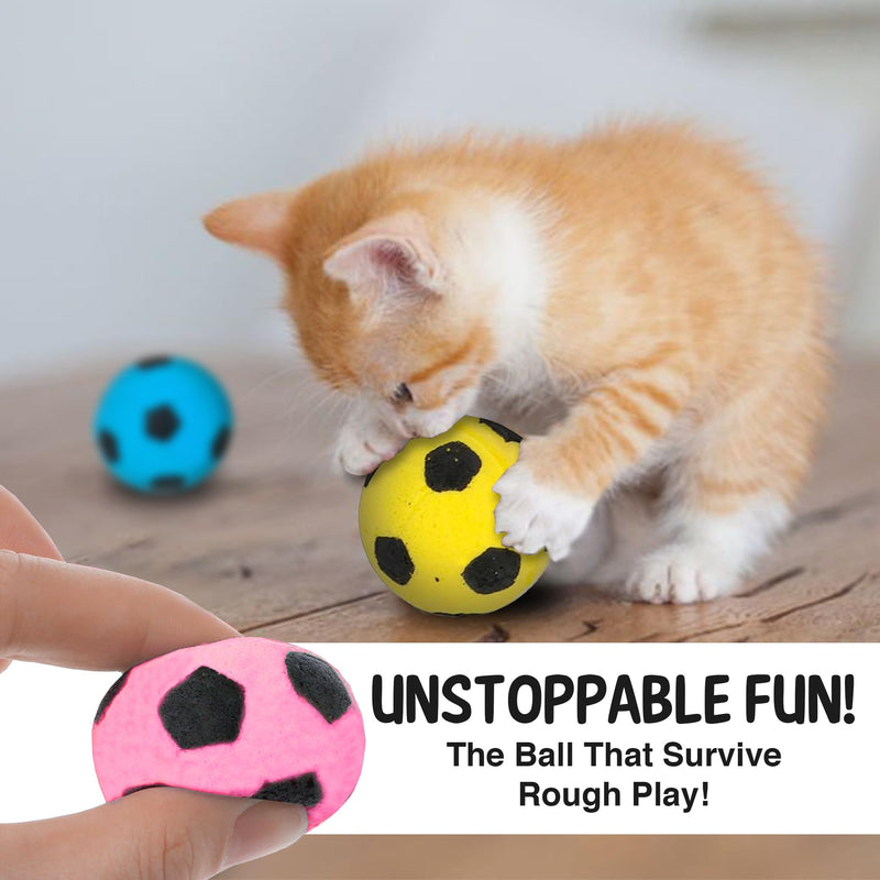 Vila Cat Soccer Balls, Feline Entertainment and Enrichment, Physical, and Mental Workout, Kitty’s Silent Companion, Foam Sponge, Pink, Yellow, Green, Blue, 1.5” -2” (Diameter), 12 Pcs per Pack - BeesActive Australia