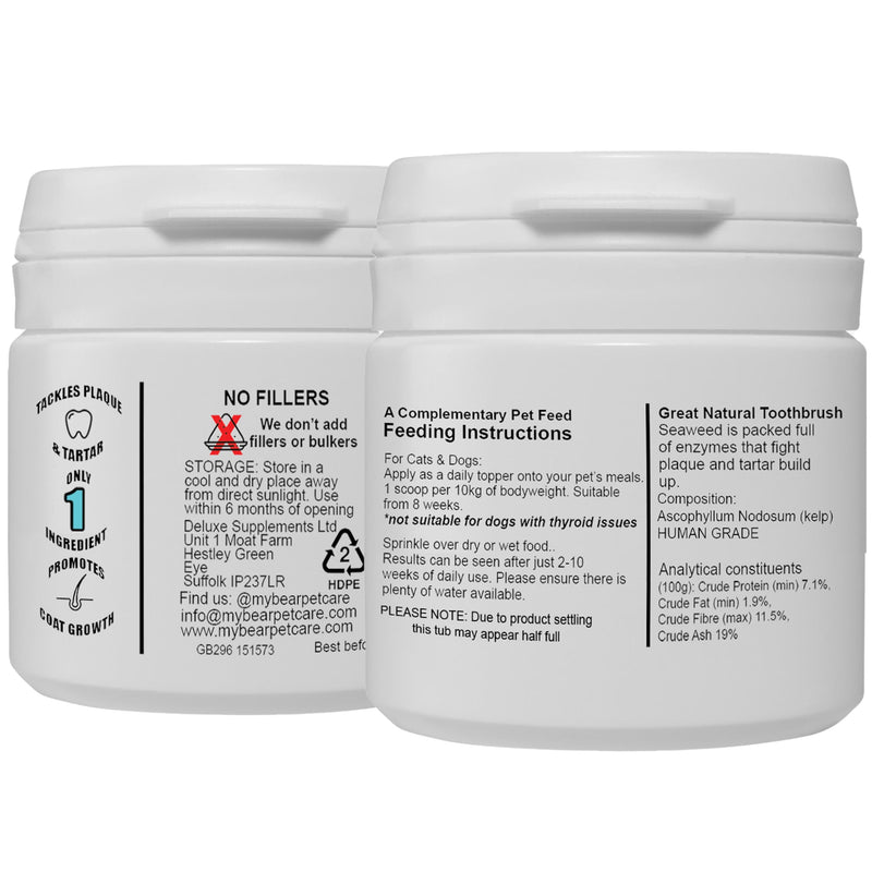 Organic Kelp Plaque & Tartar Remover for Dogs & Cats – Natural Seaweed Dental Powder – Human Grade – 70g