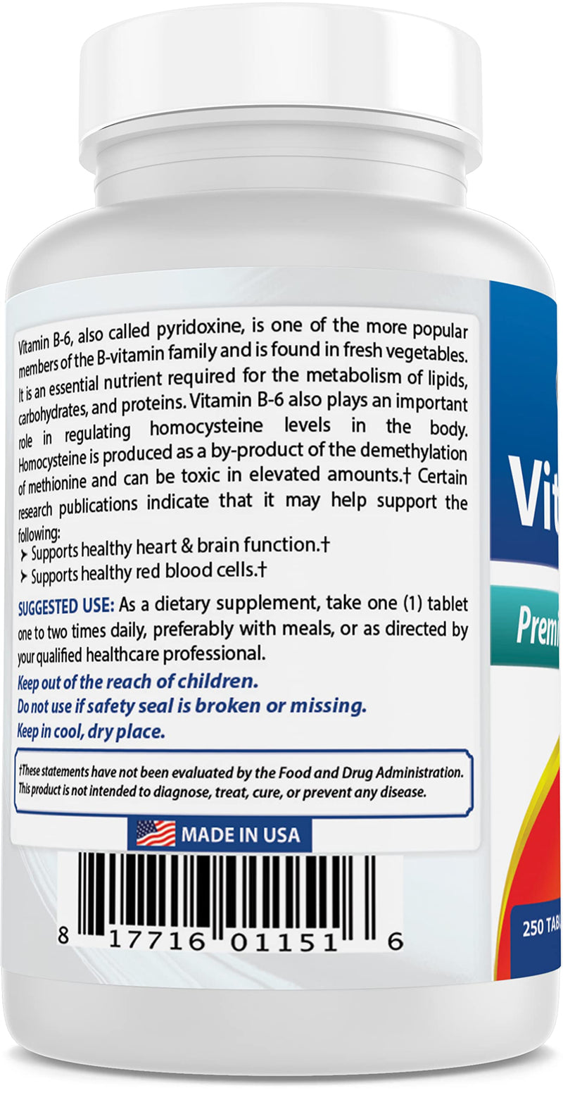 Best Naturals Vitamin B6 50 mg 250 Tablets (250 Count (Pack of 3))