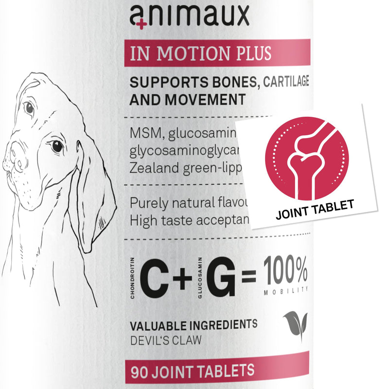 Animaux In Motion Plus – 90 Tablets – Hip & Joint Mobility Supplement for Dogs, maintains Bones and Cartilage with MSM, Glucosamine, Chondroitin and Green Lipped Mussel