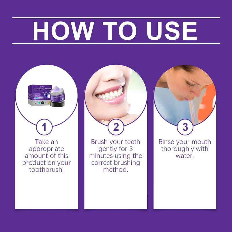 2Pcs Teeth Restoration Mineral Powder, Purple Whitening Mineral Powder，Fresh Breath Effective in Strengthening Teeth and Gums,Gentle and Non-irritating.