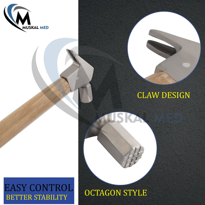 Professional Horse Shoe Hoof Farrier Octagon Nail Driving Hammer Wooden Handle 12oz VT-165 - BeesActive Australia