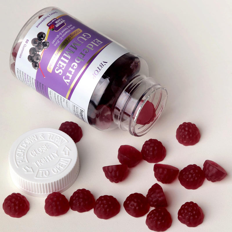 Sambucus Elderberry Immune Gummies, 5-in-1 with Vitamin C & Zinc, 120 Count | Sugar Free Elderberry Supplement for Adults & Kids 4+, Gluten Free & Vegetarian 2 bottle
