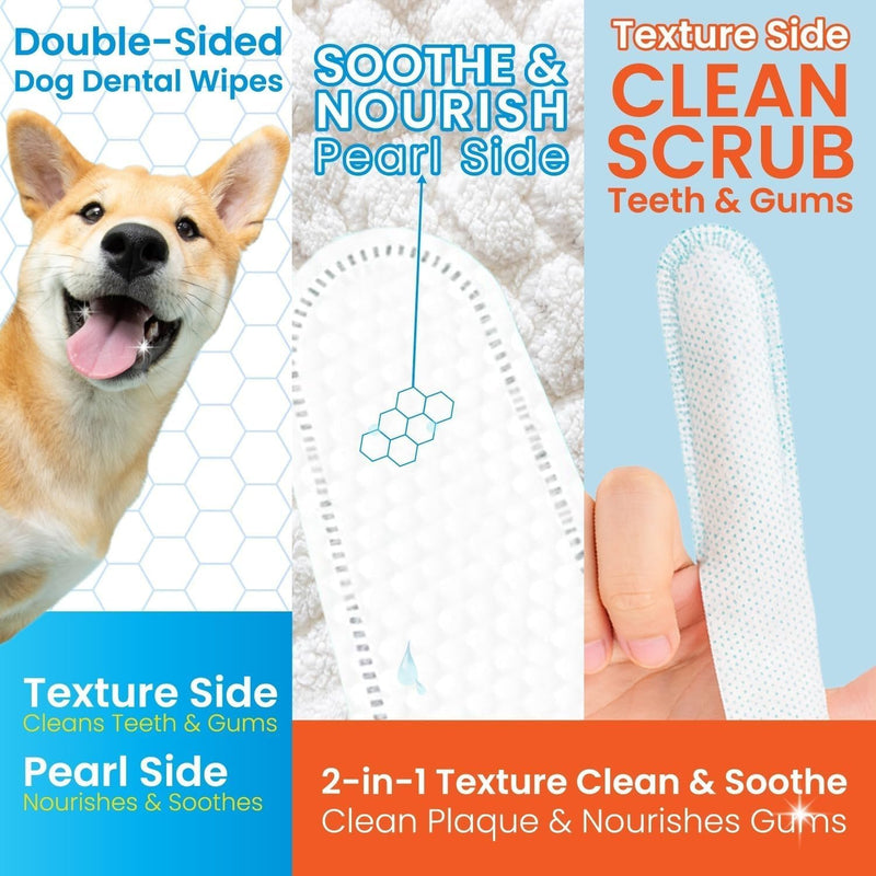 FPN Pet Dog teeth cleaning Finger Wipe – 50-Count Disposable Teeth & Gum Cleaning Dental Wipes for Dogs & Cats, Embossed Finger Pads for Plaque & Tartar Removal, Breath Freshening, No-Rinse Oral Care
