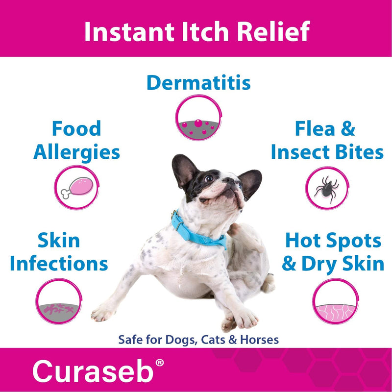 Curaseb Hydrocortisone Spray for Dogs & Cats – Instant Itch Relief for Hot Spots, Paw Licking, Rashes, Allergies, Bites, Dry Skin – with Soothing Aloe, 4oz