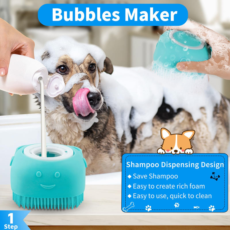 3PCS Dog Bath Brush | Dog Shampoo Brush | Dog Scrubber for Bath | Dog/Grooming/Washing Brush Scrubber with Adjustable Ring Handle for Short & Long Haired Dogs/Cats (Blue Blue White) Blue Blue White - BeesActive Australia