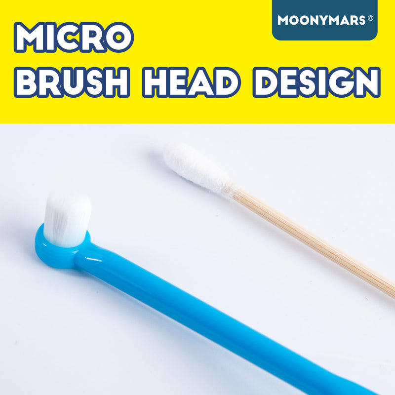 Small Dog Toothbrush, Cat & Puppy Tooth Brushing Kit, Ultra Soft & Mini Head Teeth Brush for Kitten & Tiny Pet, Doggy Toothbrushes Deep Dental Cleaning, 2 PCS - Blue 1 Count (Pack of 2)