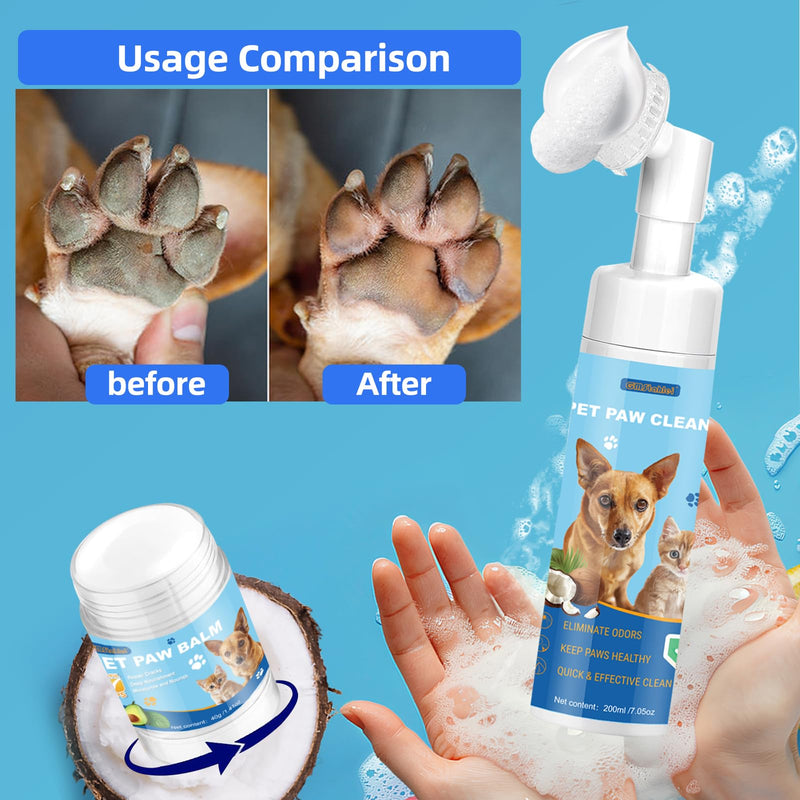 Dog paw care kit, paw cleaner for dogs and cats, dog paw balm for repairing dry, cracked paws with 1 pet towel, natural paw protection for pet foot care - BeesActive Australia