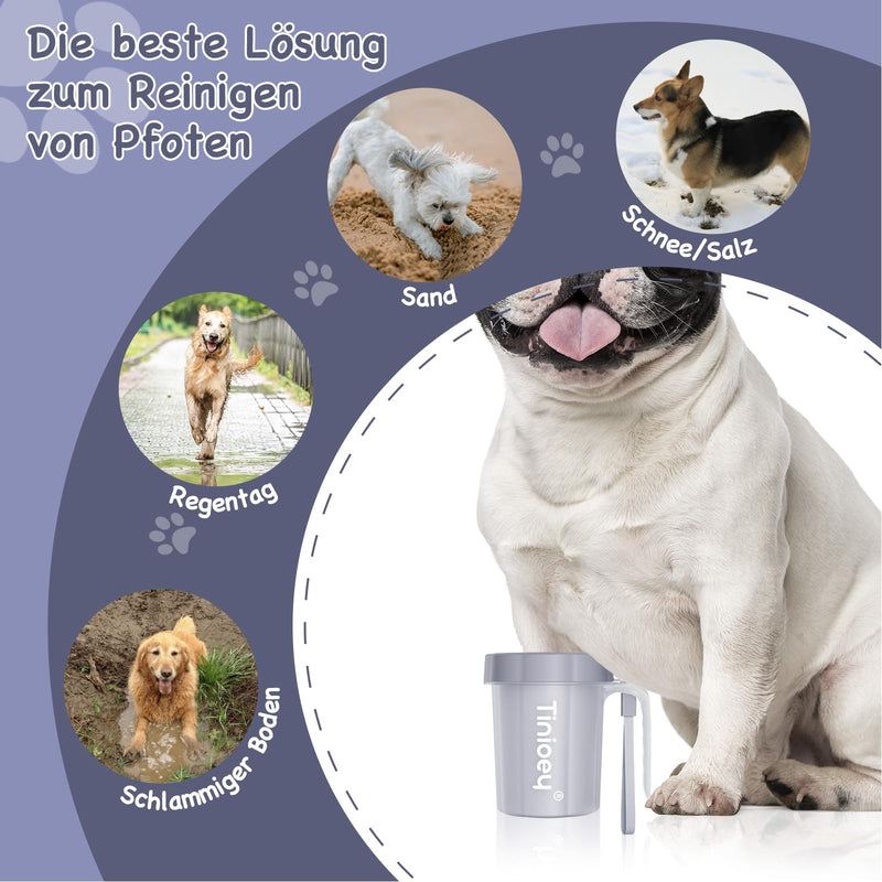 Tinioey Paw Cleaner for Dogs with Handle | Incl. 4 dog towels and bath brush | Dog paw cleaner | Dog paw cleaner | Dog Accessories for Medium Small Dogs | Dog Things (Gray) Medium with Gray Handle - BeesActive Australia