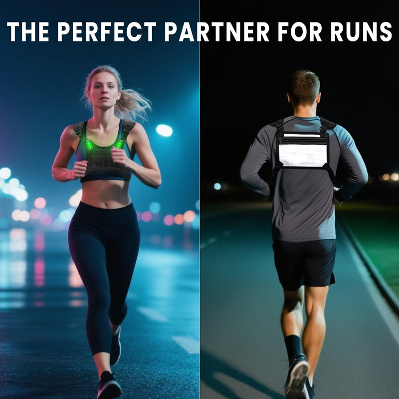 2025 Running Chest Pack,Running Phone Holder With Extra Storage,Led Light Chest Vest For Man Runner,Cycling,Motorcycle,Workouts