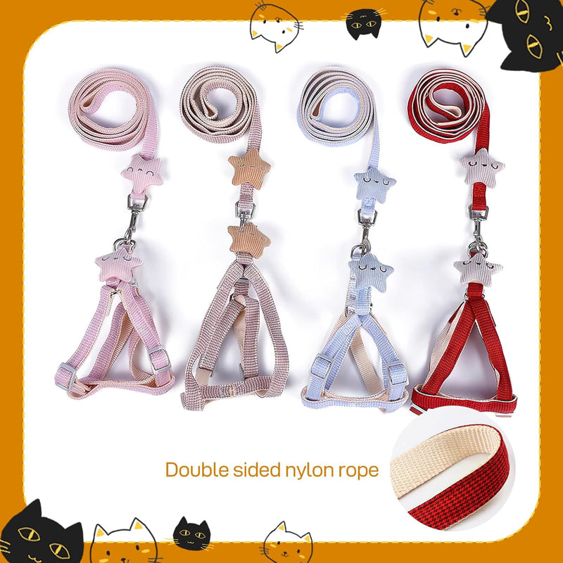 Cat Harness and Leash Set Escape Proof for Small Large Cats, Adjustable Cat Harnesses & Leashes for Walking, Lightweight Kitten Harness for Kittens D-Pink-S - BeesActive Australia
