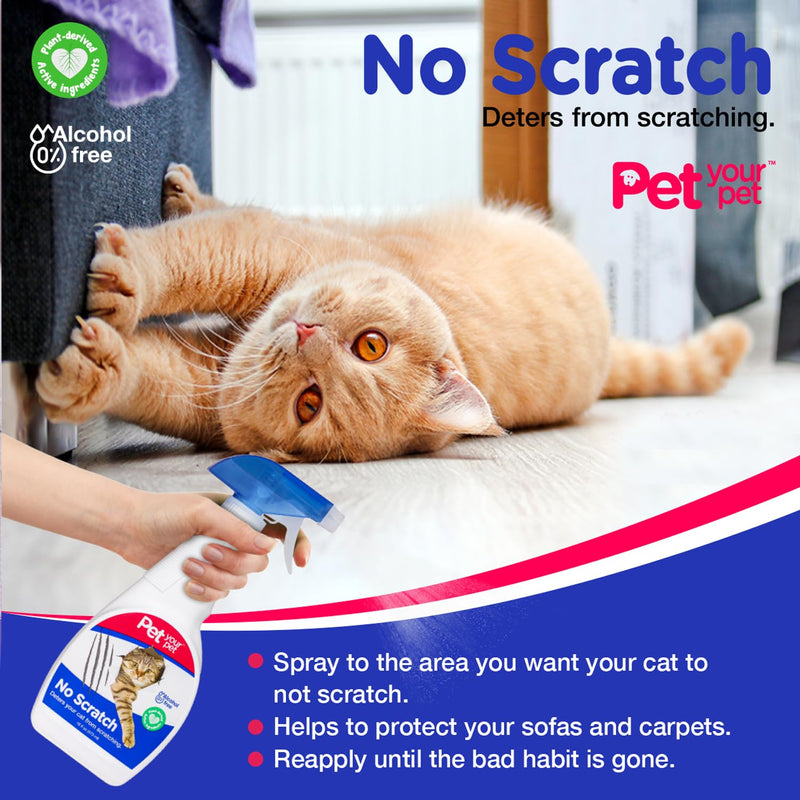 No Scratch Cat Deterrent Spray, 16 Fl Oz– Non-Toxic Cat Scratch Spray for Carpets and Furniture – Natural Cat Scratch Deterrent Spray – Indoor/Outdoor Anti-Scratch Keep Off Cat Spray - BeesActive Australia