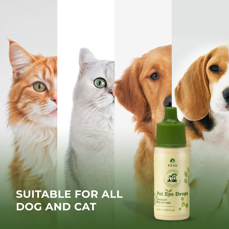 Eye Drops for Dogs & Cats - Veterinary-Recommended Pet Eye Care Solution - Cleanses Dirt, Soothes Redness, Relieves Dryness, Reduces Tear Stains