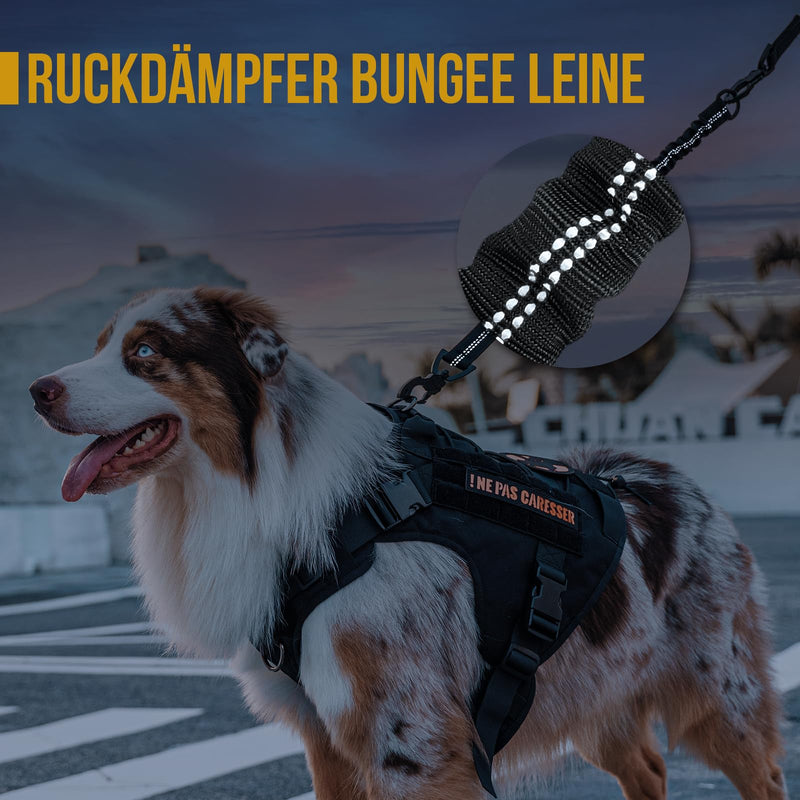 OneTigris shock absorber dog 51cm, nylon dog leash with tiger tooth metal clip, reflective leash extension for walks, cycling - BeesActive Australia