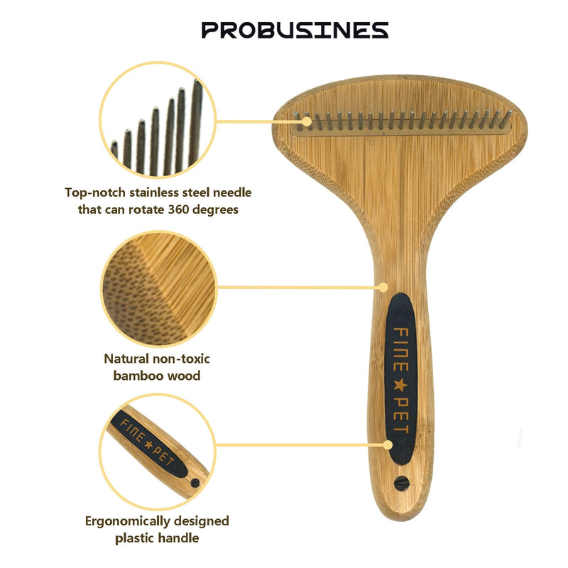 PROBUSINES-Pet brushes,Dog Dematting Comb Rake - Knot out for Dogs, Cats, Rabbits, Any Long Haired Breed Pets - Undercoat Rake - BeesActive Australia