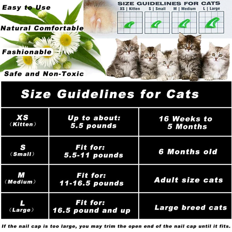 VICTHY 120pcs Cat Nail Caps | Cat Claw Caps | Cat Nail Covers with Adhesives and Applicators (Black M) - BeesActive Australia