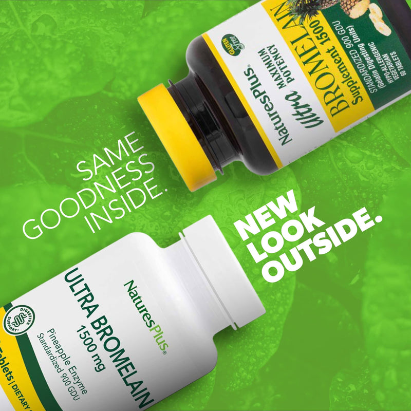 NaturesPlus Ultra Bromelain - 60 Tablets - 1500 mg of Pineapple Bromelain - Supports Digestive Health, Joint Support & More - 60 Servings