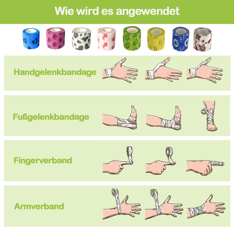 8-piece set of self-adhesive bandages, 2.5 x 45 cm, self-adhesive bandage for dogs, bandages for dogs, self-adhesive bandages for dogs, self-adhesive bandages for dogs, suitable for pets such as dogs and cats - BeesActive Australia