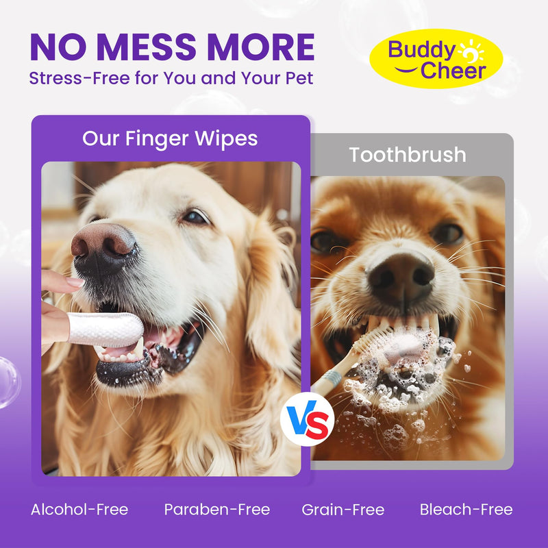 Pet Teeth Cleaning Wipes for Dogs & Cats, Pet Dental Finger Wipes for Dogs, No-Rinse Dog Toothbrush Toothpaste to Reduce Plaque & Tartar, Disposable Dog Tooth Brushing Kit - Uncented - 50 Count 1-Uncented - BeesActive Australia