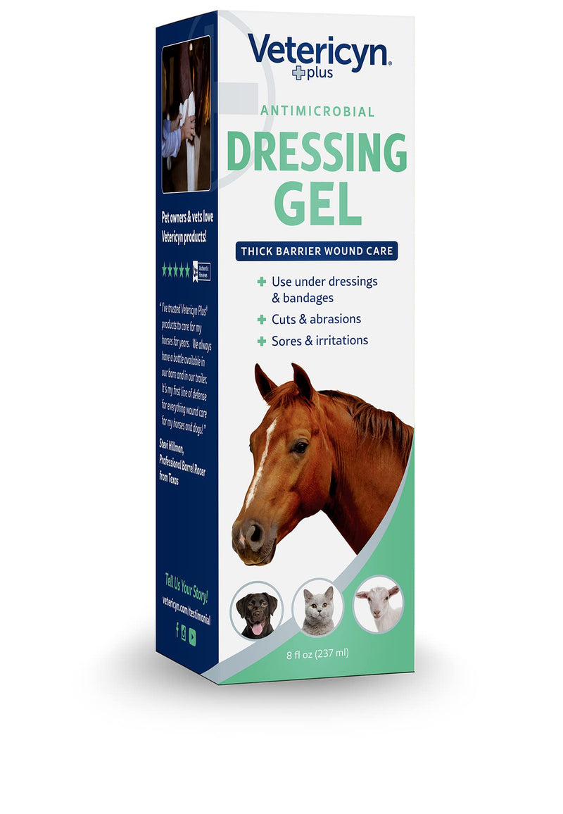 Vetericyn Plus Wound Dressing Gel for Animals| Thick Barrier Wound Care for Cats, Dogs, Horses, and Small Animals, Works on Wounds and Skin Irritations. 8 ounces - BeesActive Australia