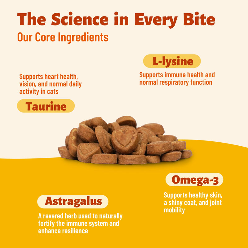330 Bites L-Lysine for Cat Chews with Vitamins and Supplements - Omega 3,Multivitamin,Taurine for Cat & and Kittens Treats - Immune,Respiratory,Eye Health - Chicken Flavor 7.76OZ
