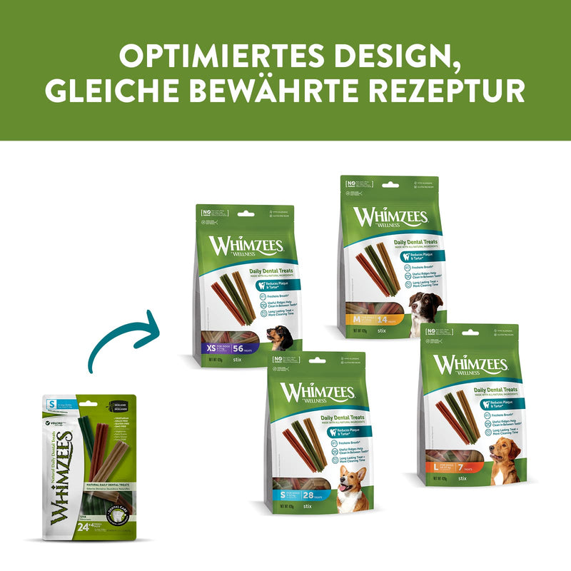 WHIMZEES By Wellness Stix, chewing sticks for very small dogs, dog snack for dental care, size XS, 56 pieces, no added sugar, grain-free, natural, low fat 56 pieces (pack of 1) - BeesActive Australia