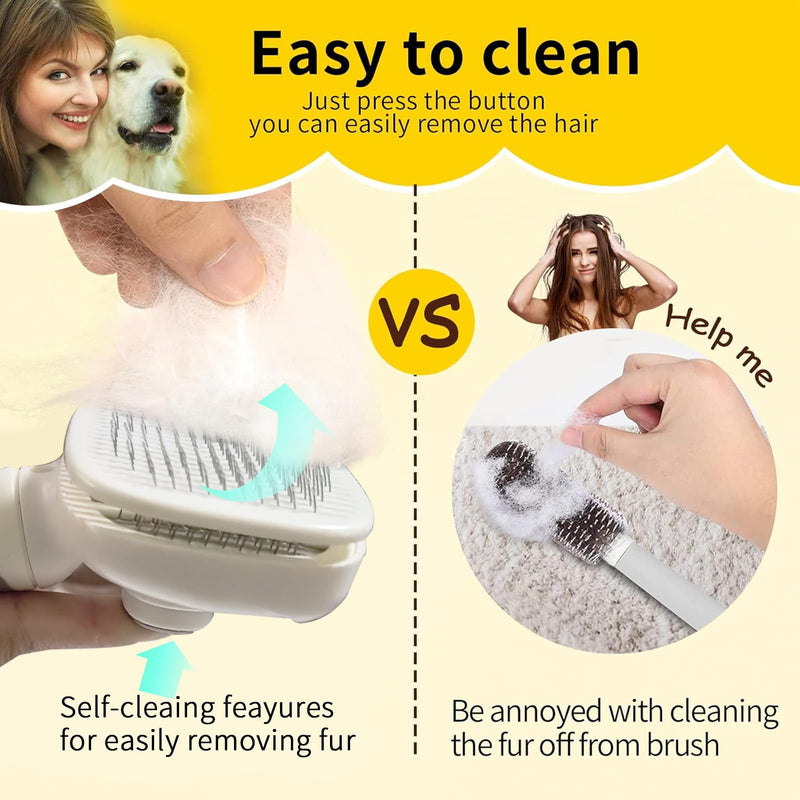 PAKEWAY Self Cleaning Slicker Brush, Grooming Brush for Cat Dog, Dog Brush for Shedding, Deshedding Brush, Gently Removes Loose Undercoat, Mats Tangled & Tangled Hair - BeesActive Australia