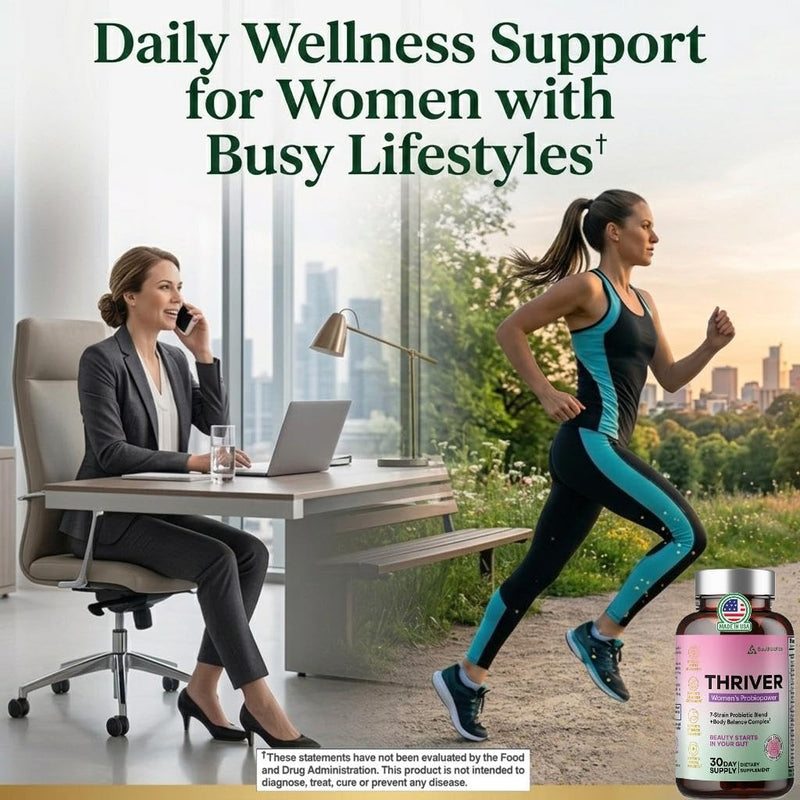 Women's Daily Gut Health Formula | Probiotics, Prebiotics, Vitamin D & B12 | One Daily Vegan Capsule | Botanical Blend | Non-GMO | Made in USA