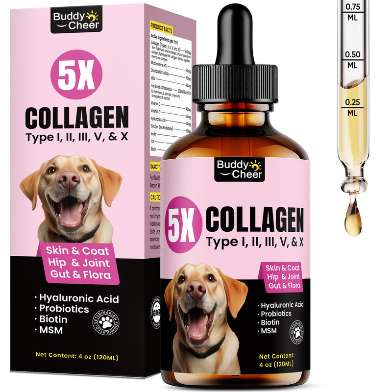 Dog Collagen Drops – 4oz Liquid Supplement for Mobility, Coat Health, and Skin Nourishment