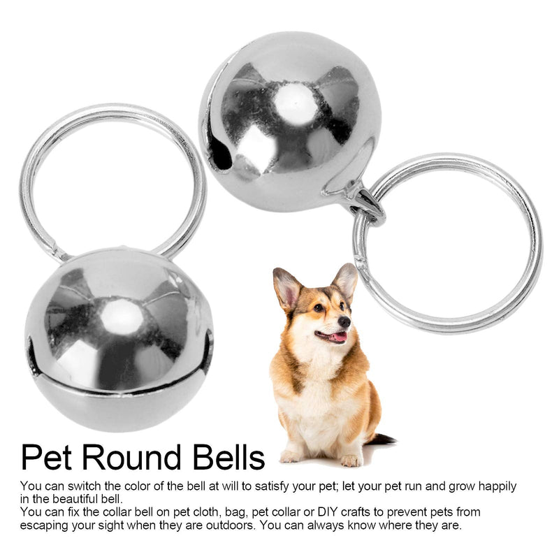 GLOGLOW Pet Copper Bells, 2 Pcs Rust Resistant Anti‑Lost Copper Bells Crisp Sound Round Collar Decoration Fashionable Necklace Decor for Dog Cat Silver - BeesActive Australia