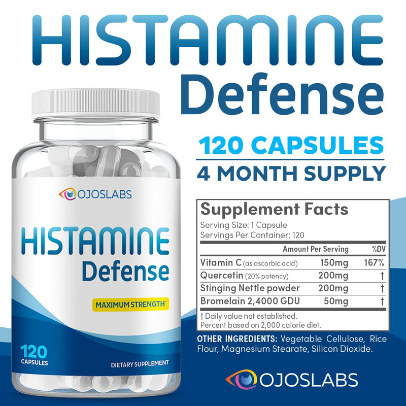 Advanced Histamine Defense - Natural D-Hist Supplement to Block Histamine Intolerance - 120 Capsules