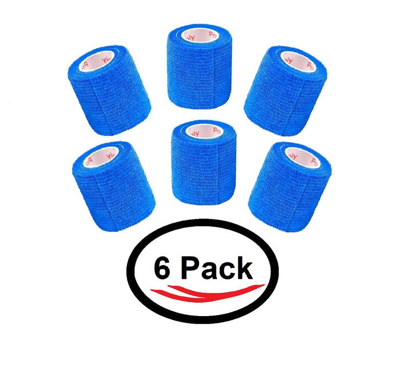 Prairie Horse Supply Vet Wrap Tape Bulk, Self Adherent Wrap Tape Self Adhering Stick Bandage, Self Grip Roll 2 inches Wide x 15 Feet Long 6 Rolls - Blue - BeesActive Australia