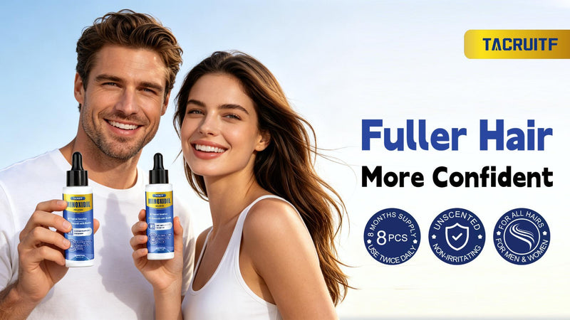 8 Pack 5% Minoxidil Hair Growth Treatment for Men and Women, Extra Strength Minoxidil Liquid Solution for Thicker, Fuller Hair, Beard Growth Serum, Biotin & Castor Oil Enriched,8 Month Supply