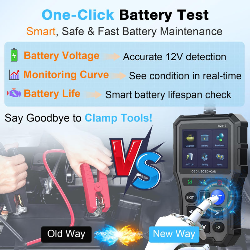 AMTIFO OBD2 Scanner with Battery Tester - Check Engine Light & Emissions Readiness, Plug & Play, Battery Health, Real-Time Date, Car Code Reader, Support All OBD II Vehicles - BeesActive Australia