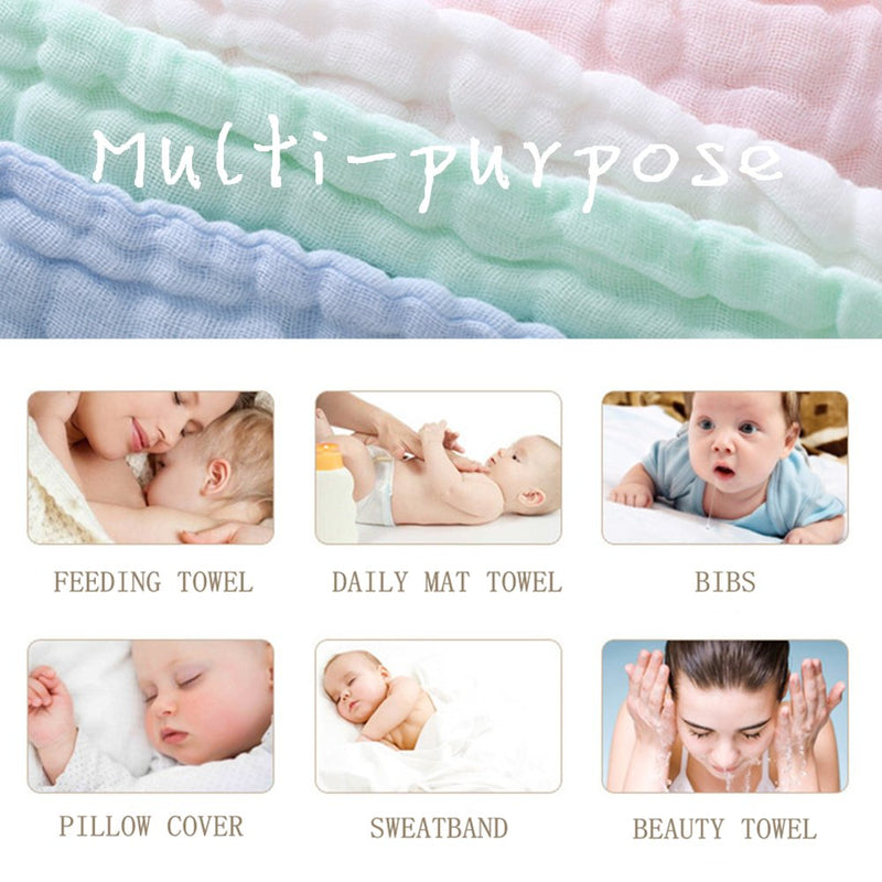 MUKIN Baby Washcloths - Natural Cotton Baby Wipes - Soft Newborn Face Towel and Washcloth for Sensitive Skin, Registry as Shower, 5 Pack 12x12 inches - BeesActive Australia
