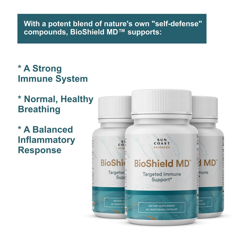SUN COAST SCIENCES BioShield MD from Premium Immunity Support with Vitamin C, Vitamin D, Zinc, for Focus, Clarity, Joints Healthy and Muscle Recovery (60 Capsules)