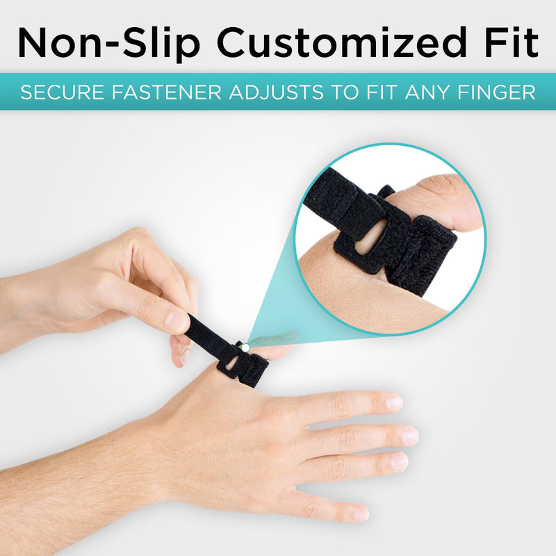 Vive Trigger Finger Splint Support Brace for Straightening Curved, Bent, Locked & Stenosing Tenosynovitis Hands - Tendon Release & Pain Relief (2-Pack, Black) - HSA/FSA Approved 2-Pack - BeesActive Australia