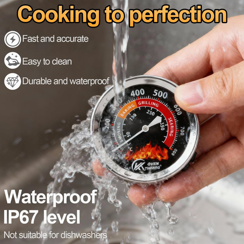 CloudHand 3 1/8 Inch BBQ Temperature Gauge, Upgrade Replacement Smoker Wood Charcoal Pit, Large Face Grill Analog Thermometer, 50-800°F Smoker-3 1/8" Black/red