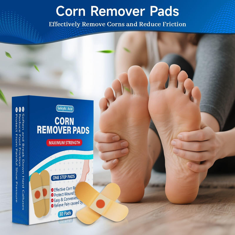 QIYANA Maximum Strength Corn Remover Pads for Toes - 40% Salicylic Acid Medicated Patches for Feet, Breathable All-Day Wear, Fast-Acting Hard Skin Treatment (30 Count) 30 Count (Pack of 1) - BeesActive Australia