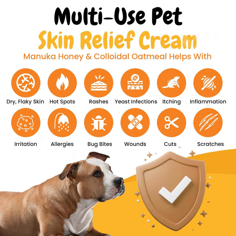 Dog Cream Moisturiser for Itchy Dry Flaky Skin, Allergy Relief, Hot Spot, Rash, Eczema, Small Wounds, Sores,Irritated & Inflamed Paw and Skin Fold-for Dogs & Cats 100g