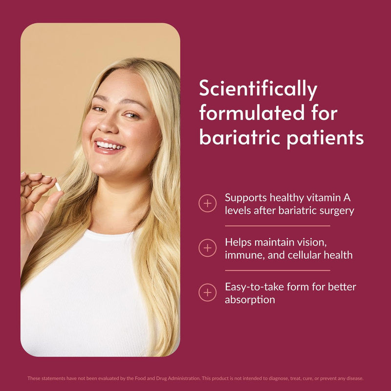Bariatric Advantage Vitamin A 3,000 mcg, 60 Count | 3,000 mcg Vitamin A, for Bariatric Surgery Patients, Easy-Digest Mini Capsules, Vitamin A Supplements, Eye Health Support* 60 Count (Pack of 1)