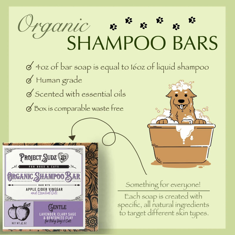 Gentle All Natural Dog Shampoo for Dry Coat for Sensitive Skin | Bar Shampoo for Dogs | Organic Dog Shampoo Sensitive Skin | Lavender (1) 1 - PawsPlanet Australia