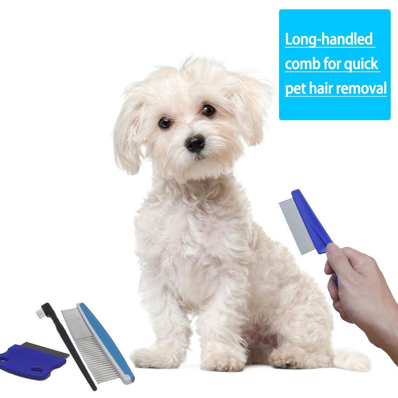 5Pcs Dog Eye Tear Stain Removal Combs Pet Grooming Kit,Comb for Large,Medium and Small Pets,Used to Gentle Remove Knots Crust Mucus floating hair Tangle Dandruff and Fleas Lice (Bule) Bule - BeesActive Australia